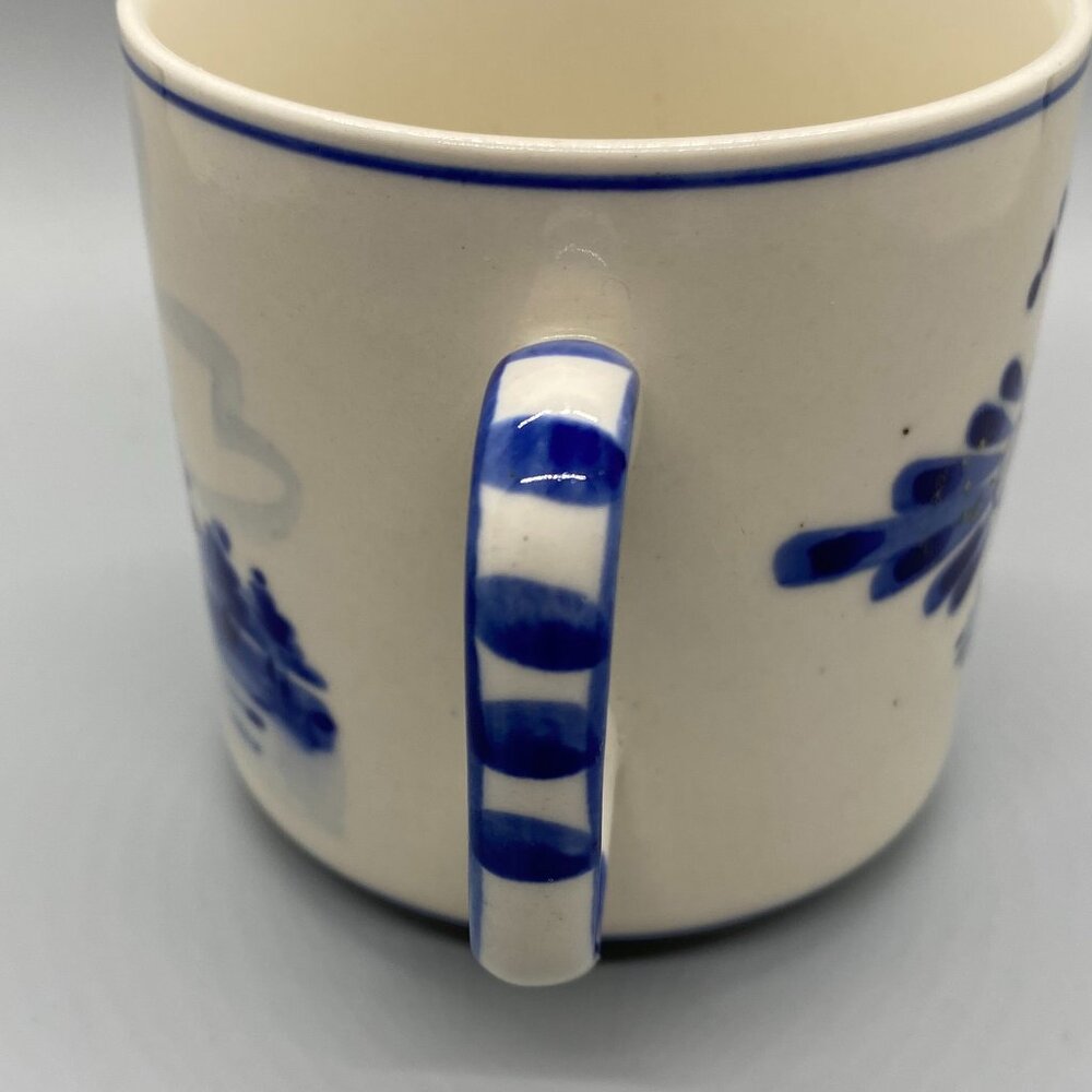 Vintage Hand Painted Delft Blue Colour Holland Windmill and Flowers Mug - Picture 8 of 8